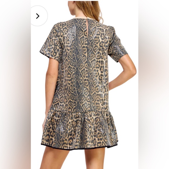 Strut and Bolt Sequin Taupe Leopard Mini Dress Size Small NWT - Picture 4 of 11